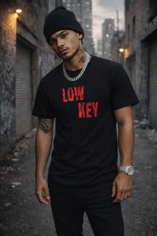 Men's streetwear t-shirt worn in casual urban outfit