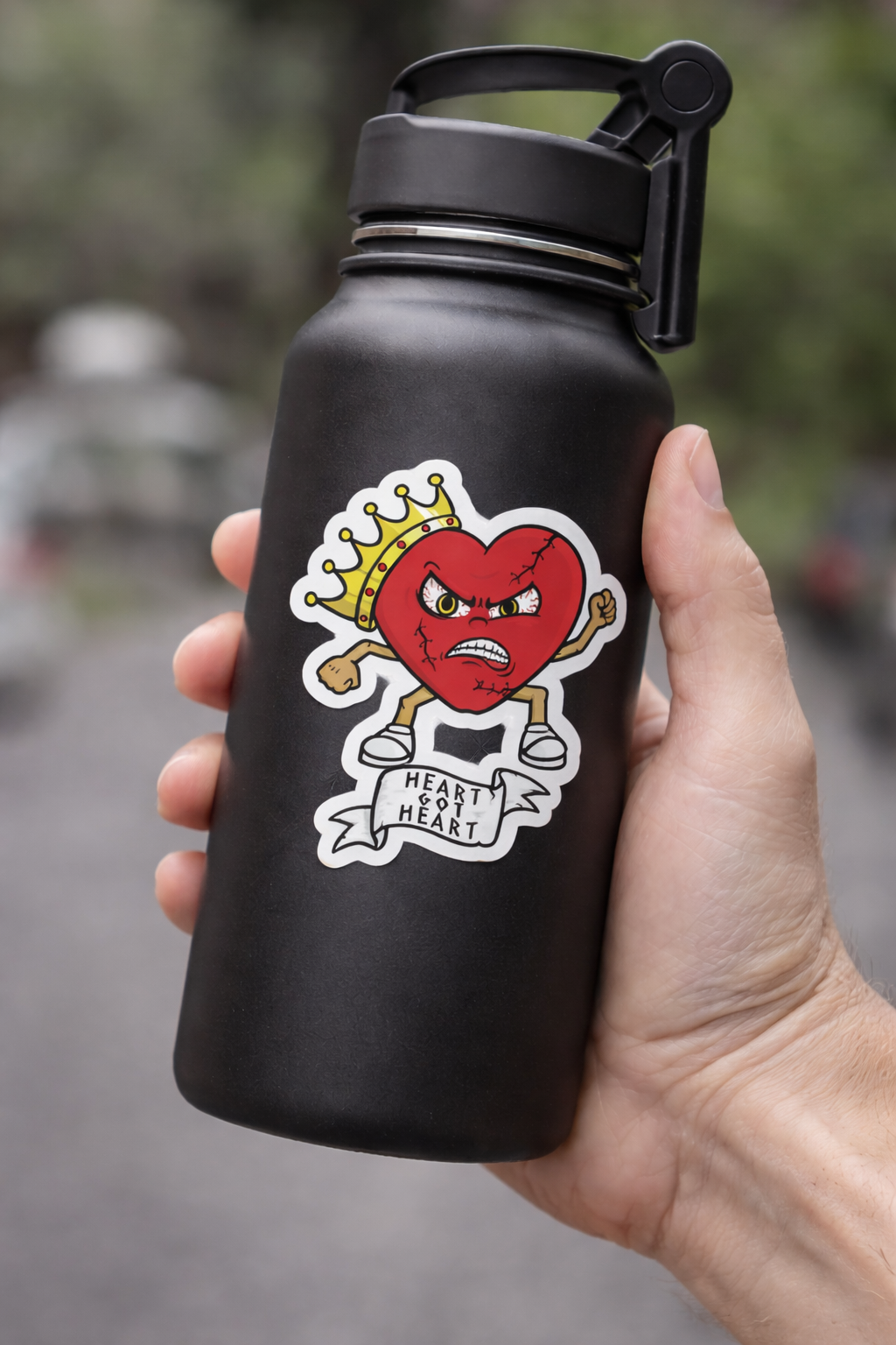 Vinyl sticker on water bottle, durable glossy kiss-cut sticker, waterproof sticker