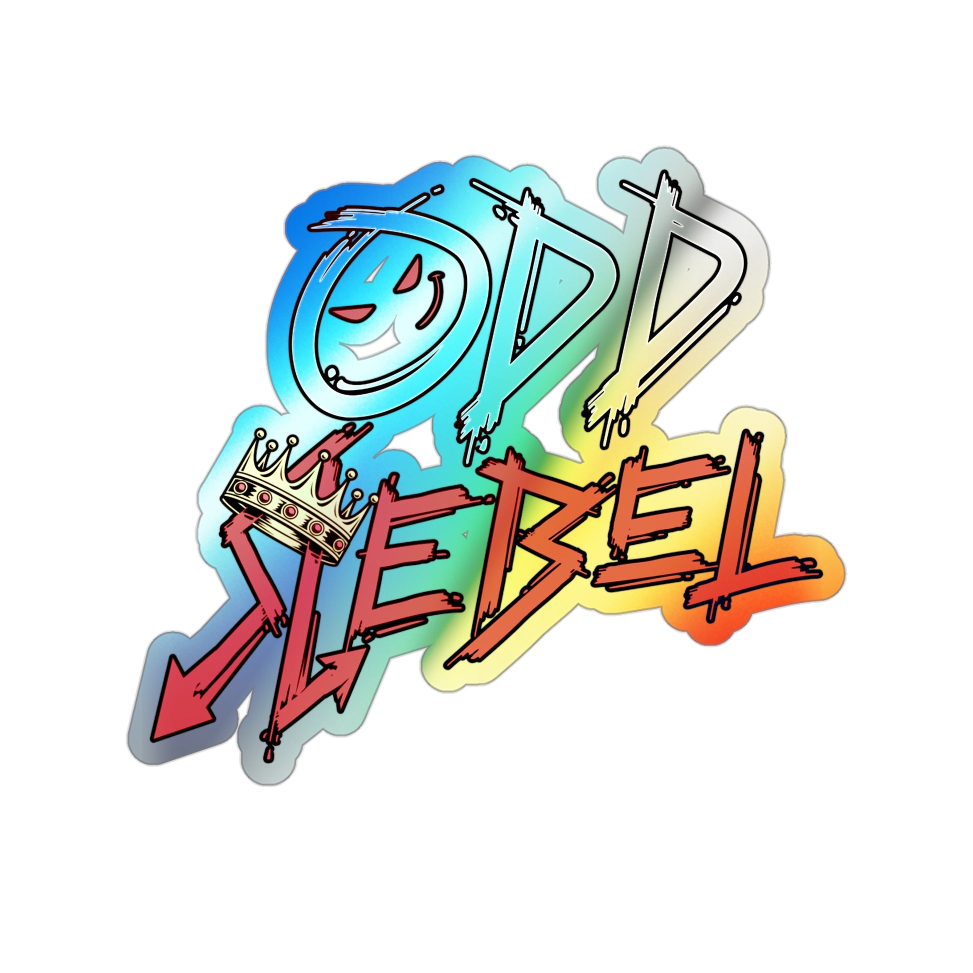 Odd Rebel holographic vinyl sticker, die-cut waterproof laptop sticker with both street art design and vibrant colors