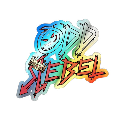 Odd Rebel holographic vinyl sticker, die-cut waterproof laptop sticker with both street art design and vibrant colors