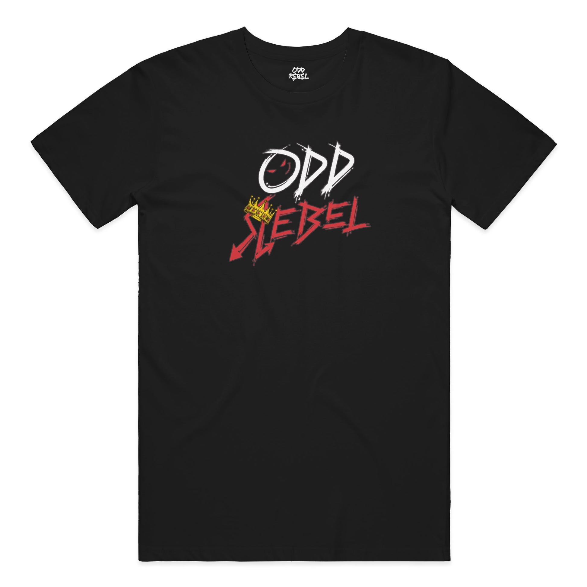 Black Odd Rebel logo t-shirt with bold streetwear graphic 