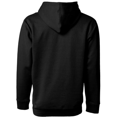 Black pullover hoodie back view minimalist streetwear