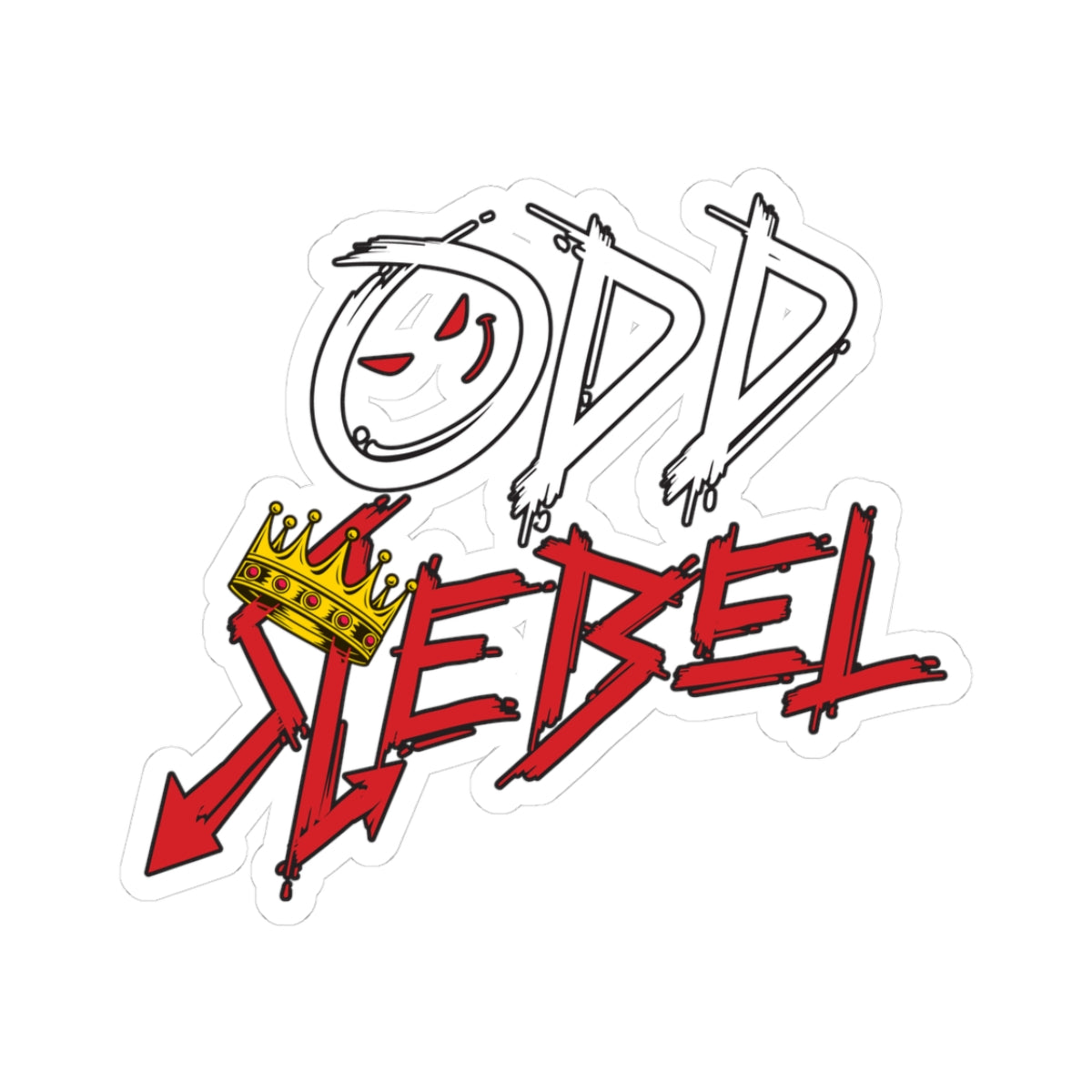 Odd Rebel logo sticker, kiss cut vinyl sticker with bold graphic design, glossy waterproof finish, durable laptop sticker 