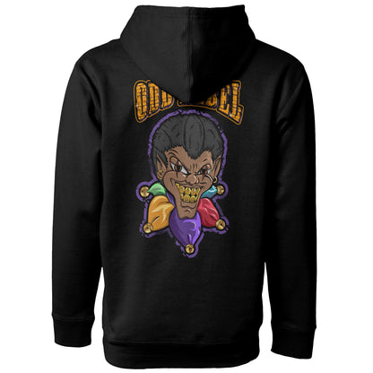 Rebel Joker black streetwear hoodie with bold graphic logo and pullover fit by Odd Rebel