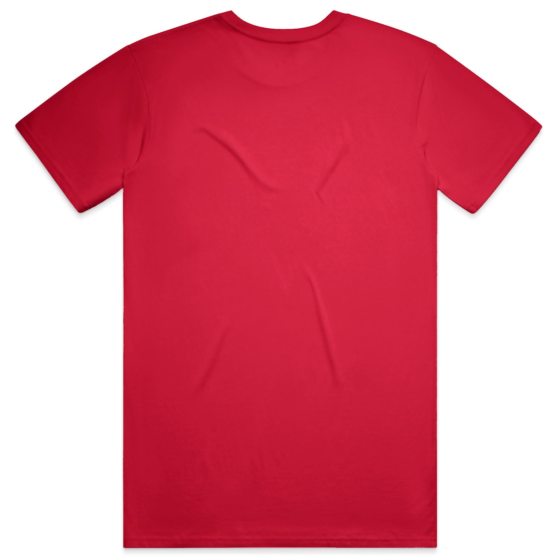back view of plain red short sleeve t-shirt